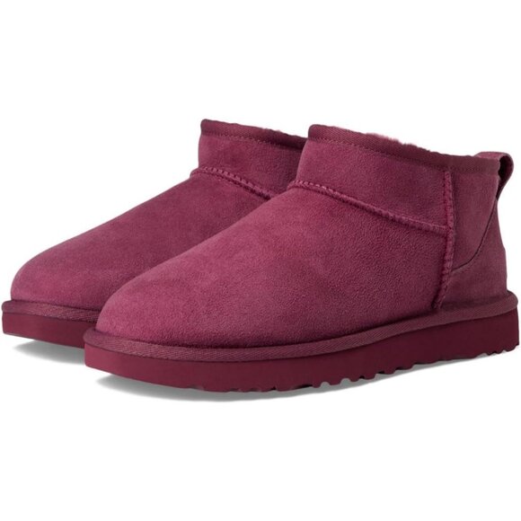UGG Women's Burnt Magenta Rounded Toe Sheepskin Lining Classic Ultra Mini Boot - Picture 7 of 7